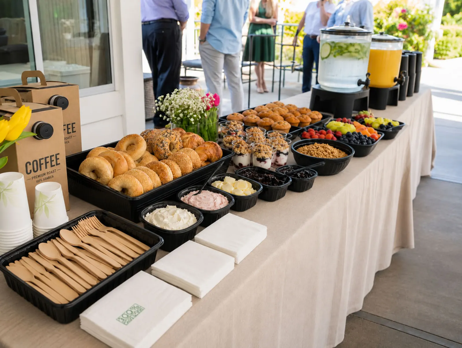Continental breakfast catering with pastries, fresh fruit, and coffee service delivered to a San Francisco office by Winslow's Catering