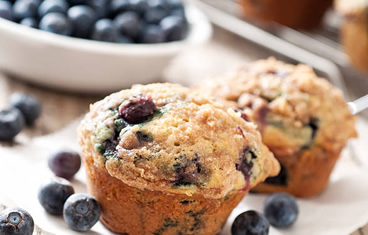 Delicious blueberry muffins for brunch catering