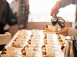 Coffee is being served to the corporate employees at an event in San Francisco