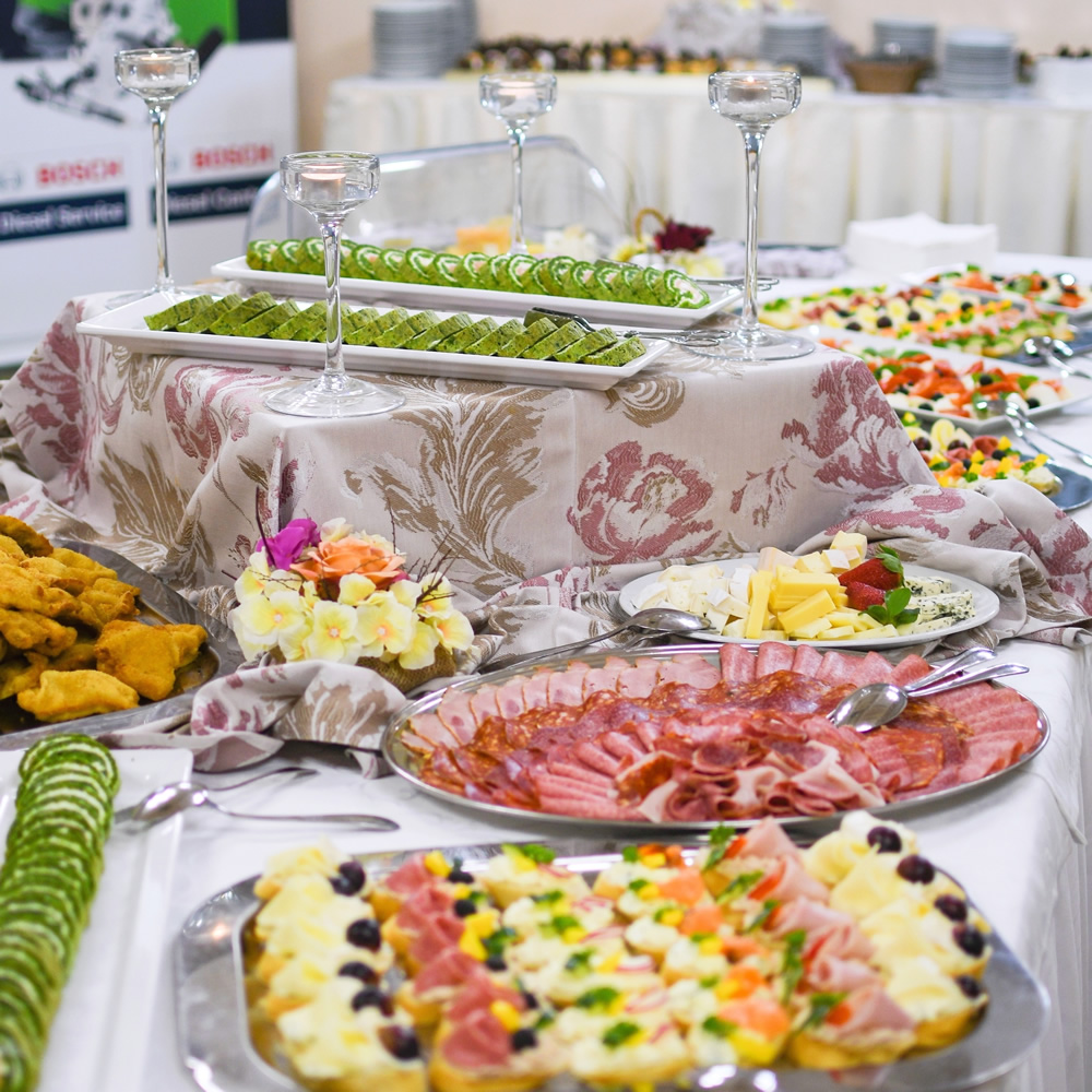Winslow's appetizer catering served on the table for corporate dinner